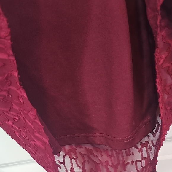 Rose & Olive Burgundy Textured Blouse - Picture 7 of 9